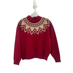 Polo Ralph Lauren Red Mock Neck Fair Isle Sweatshirt Sz Youth Girls XL NWT